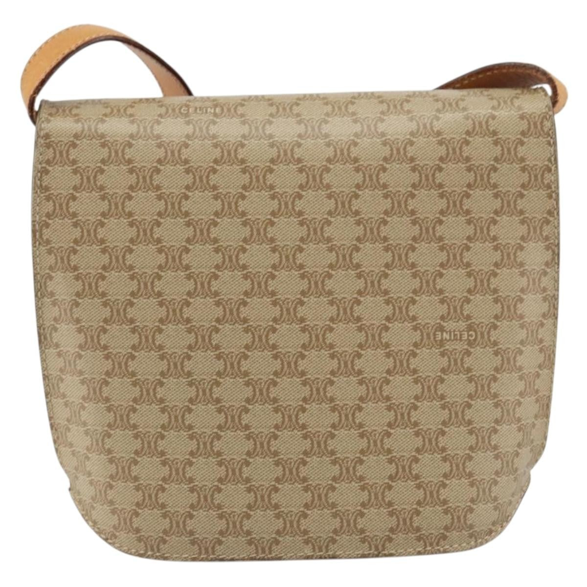 Celine Vintage Macadam Shoulder Bag Canvas, BEIGE, CANVAS, Shoulder bag