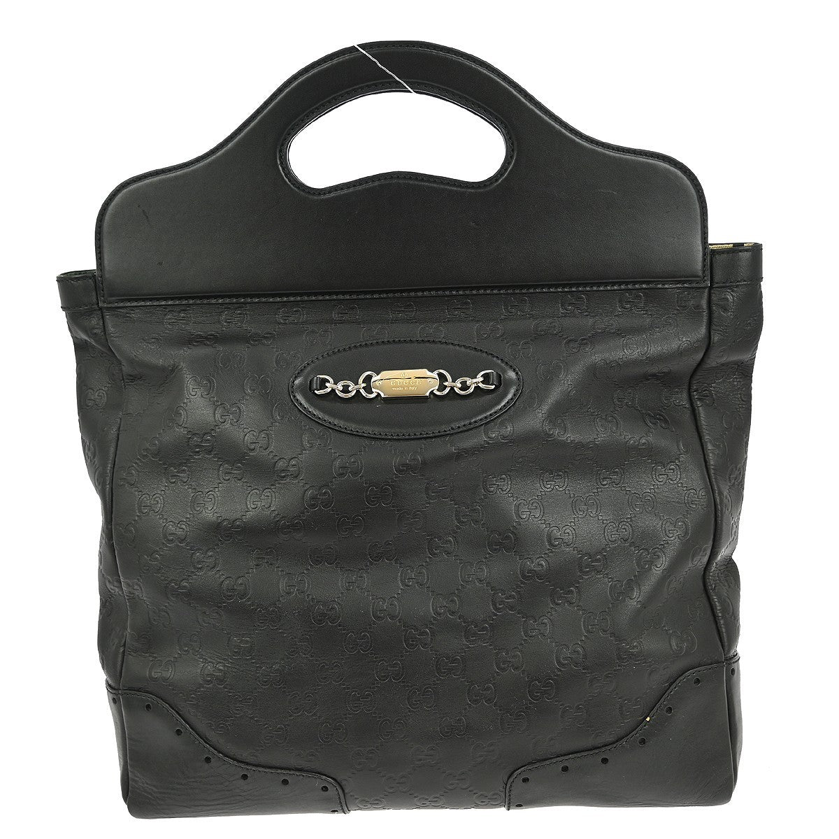 Gucci Punch Top Handle Bag Guccissima Leather, BLACK, LEATHER, Handbag