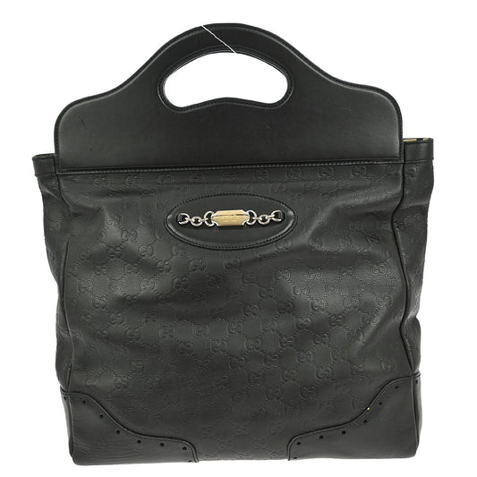 Gucci Punch Top Handle Bag Guccissima Leather, BLACK, LEATHER, Handbag