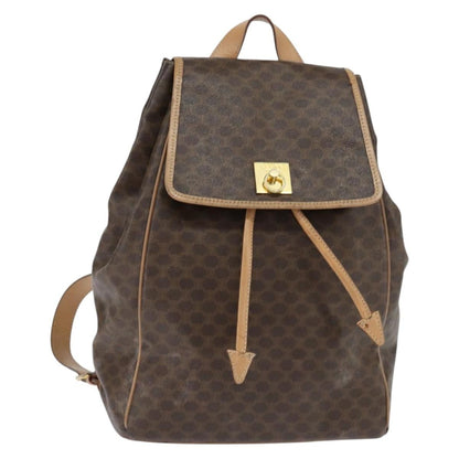 Celine Vintage Macadam Backpack Canvas and Leather, BROWN, CANVAS, Backpack