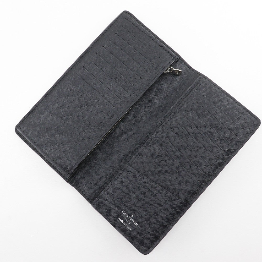 Louis Vuitton Brazza Long Bifold wallet Taiga Leather, BLACK, LEATHER, Wallets