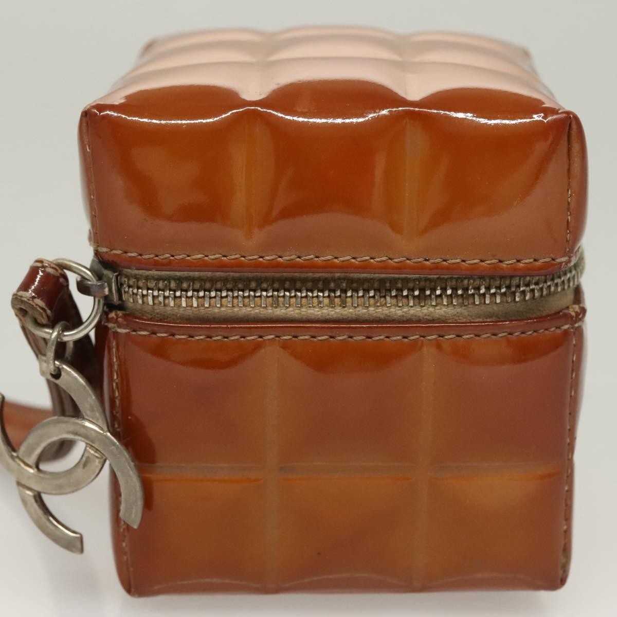 Chanel Rubiks Cube Wristlet Quilted Patent, BROWN, PATENT_LEATHER, Clutche & pouche