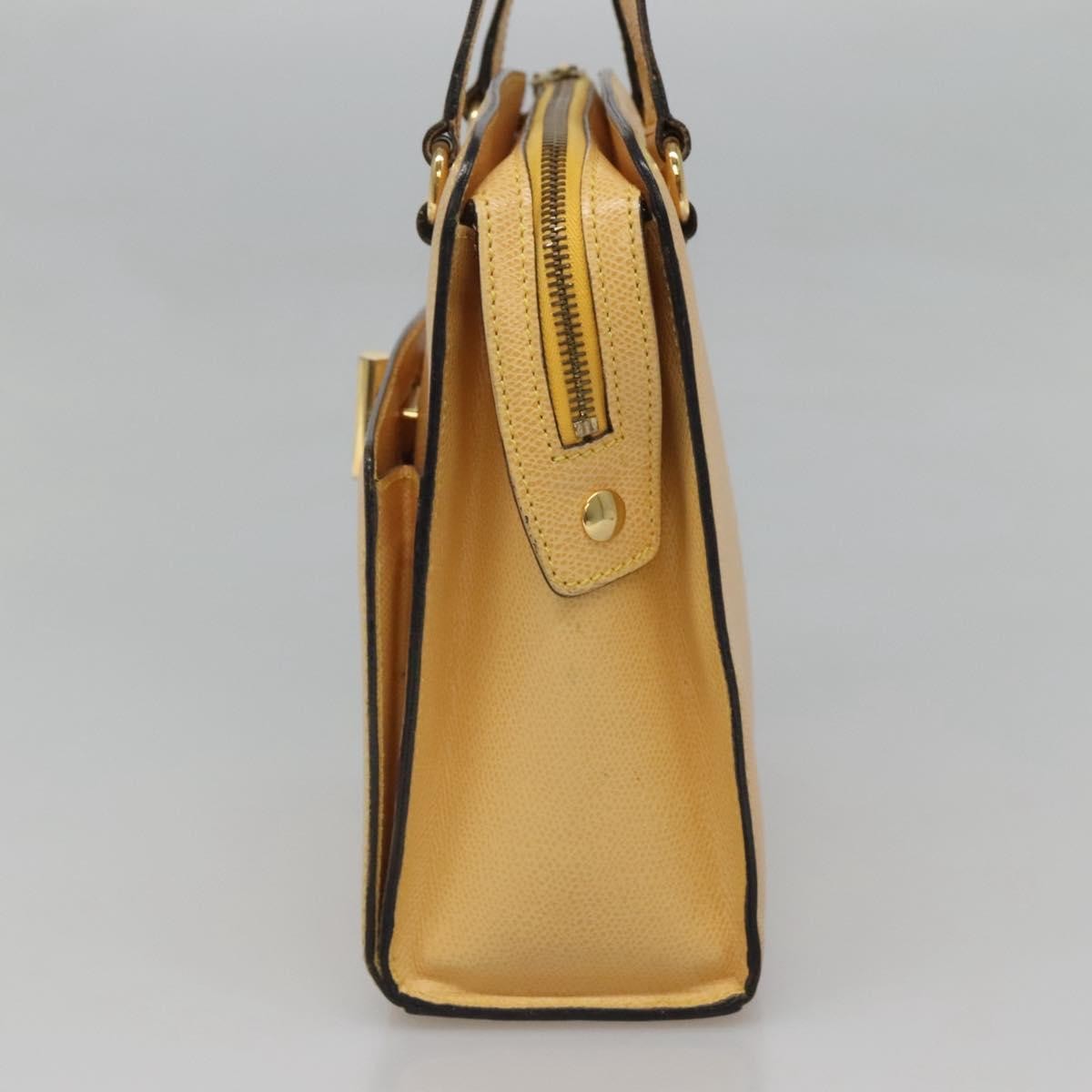 Celine Vintage turn lock shoulder bag Leather, YELLOW, LEATHER, Shoulder bag