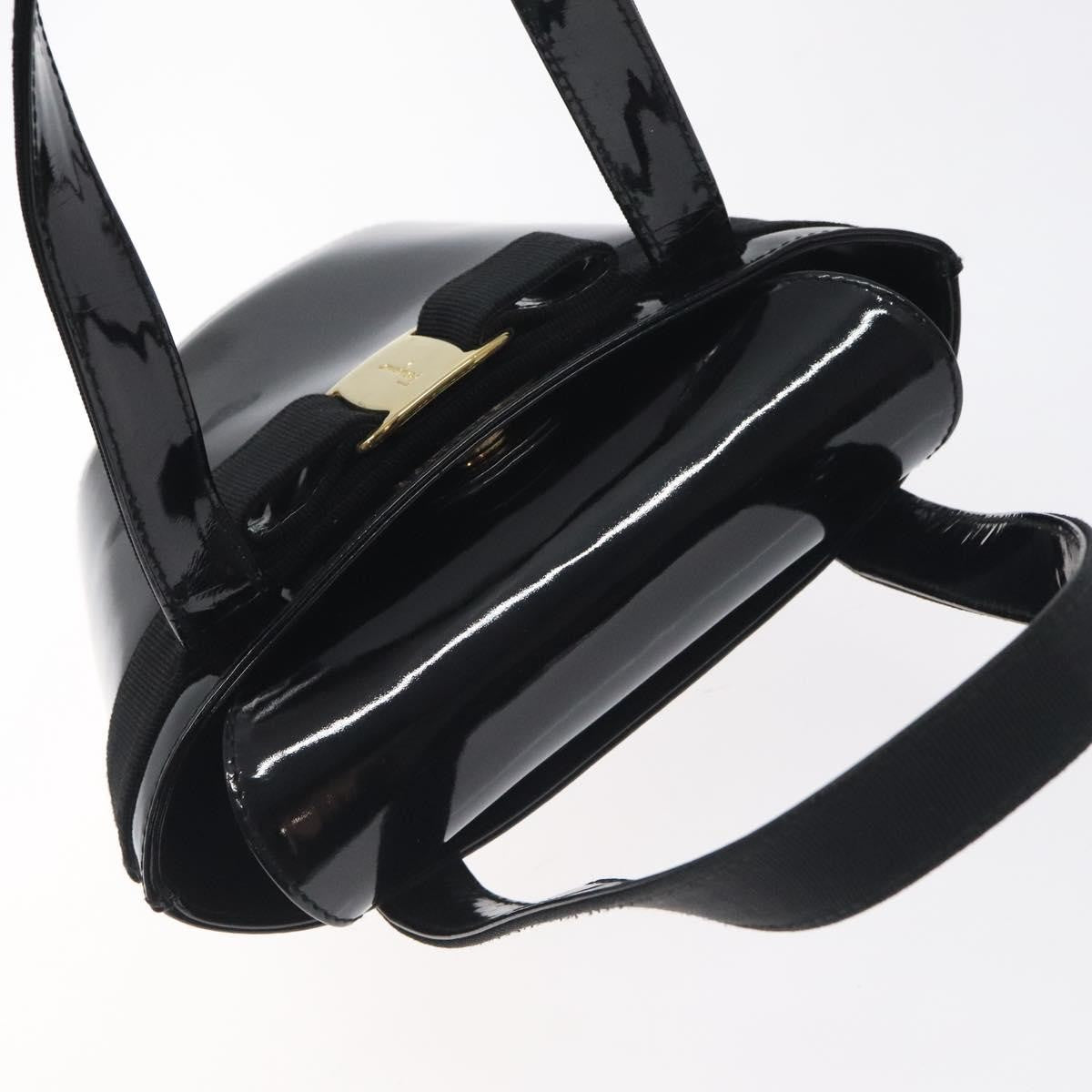 Salvatore Ferragamo Vara Bow Top Handle Bucket Bag Patent Leather, BLACK, PATENT_LEATHER, Handbag