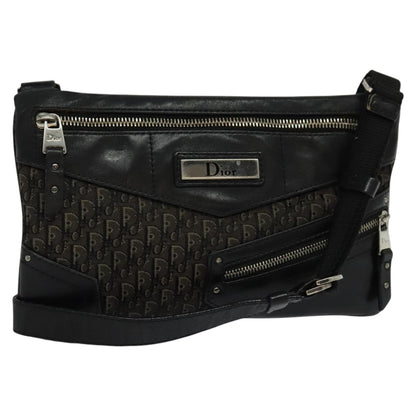 Christian Dior Vintage Street Chic Shoulder Handbag Diorissimo Canvas with Leather, BLACK, CANVAS, Shoulder bag