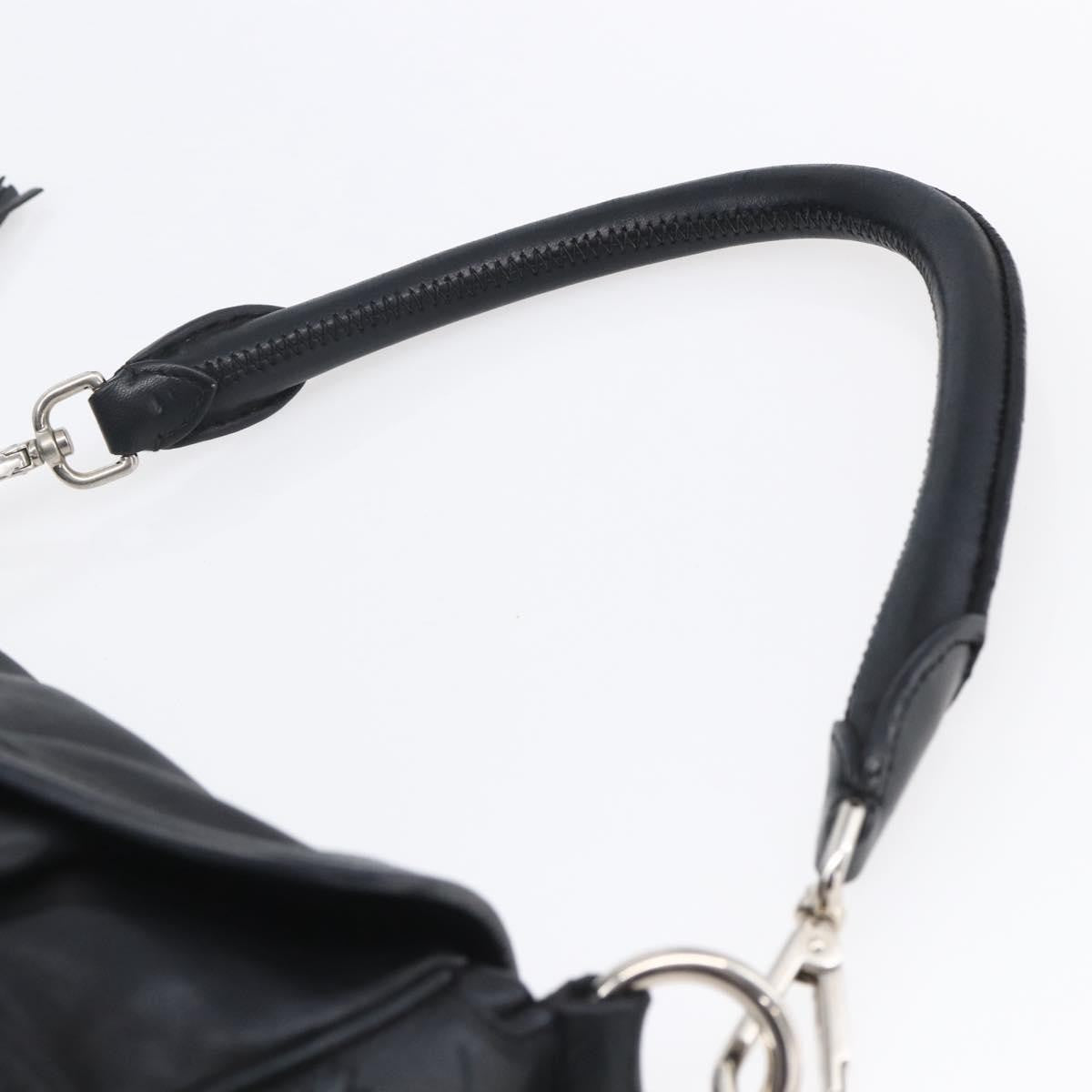 Prada Pushlock Shoulder Bag Leather, BLACK, LEATHER, Shoulder bag