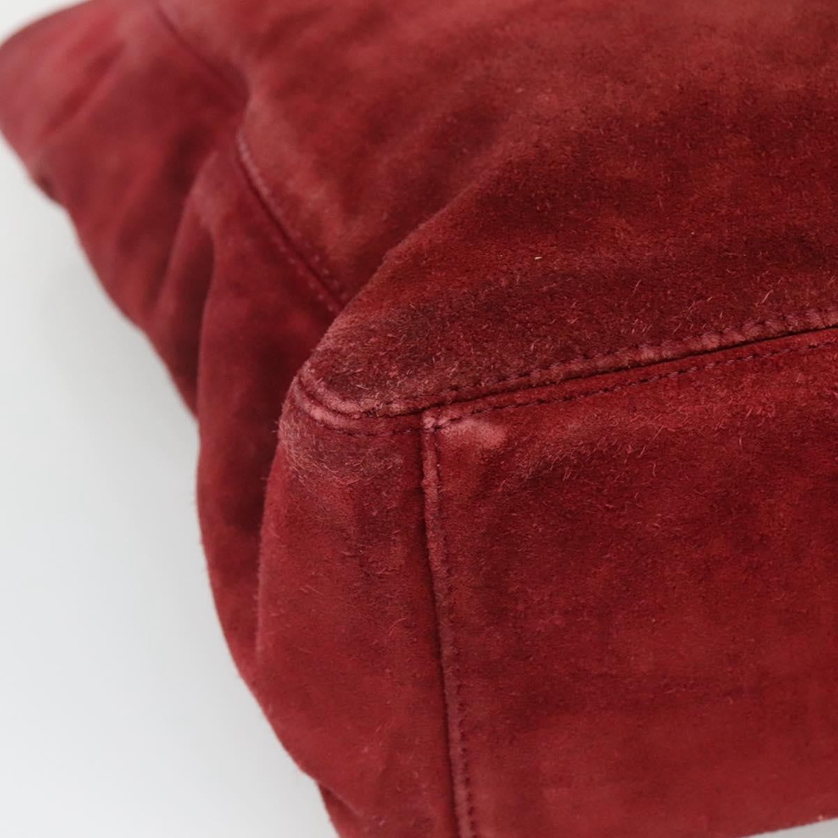 Chanel Vintage Resin Chain Tote Suede, RED, SUEDE, Tote bag