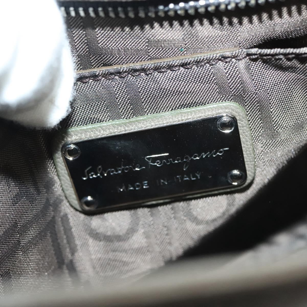 Salvatore Ferragamo Gancini Shoulder Bag Leather, GRAY, LEATHER, Shoulder bag