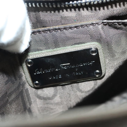 Salvatore Ferragamo Gancini Shoulder Bag Leather, GRAY, LEATHER, Shoulder bag