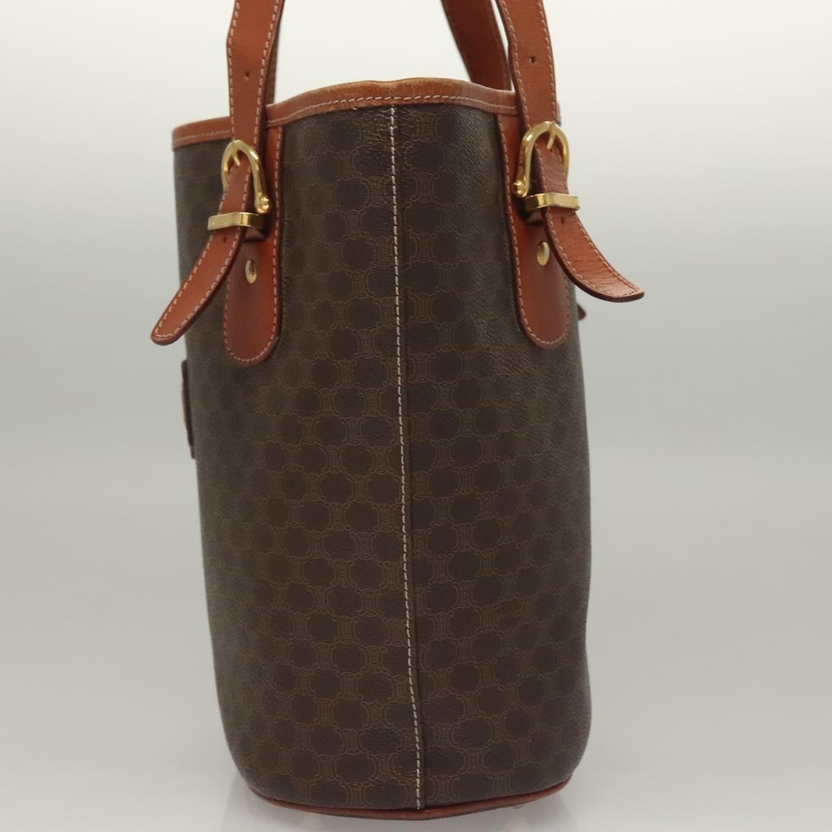 Celine Vintage Macadam Handbag Leather, BROWN, LEATHER, Handbag