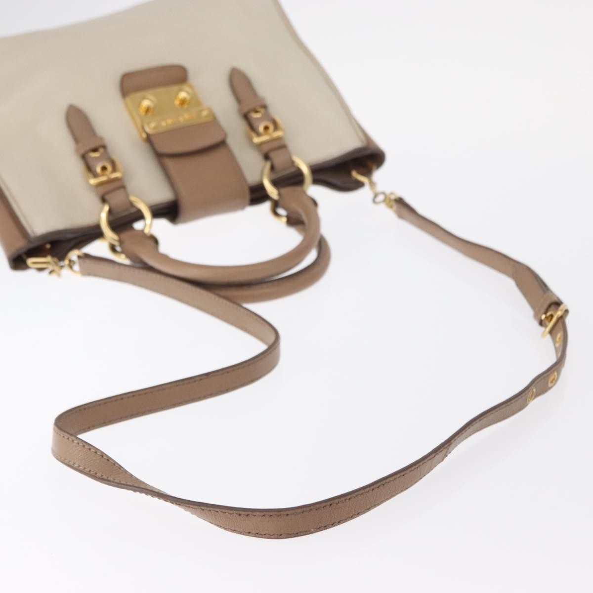 Miu Miu Madras Convertible Lock Tote Leather, BEIGE, LEATHER, Handbag