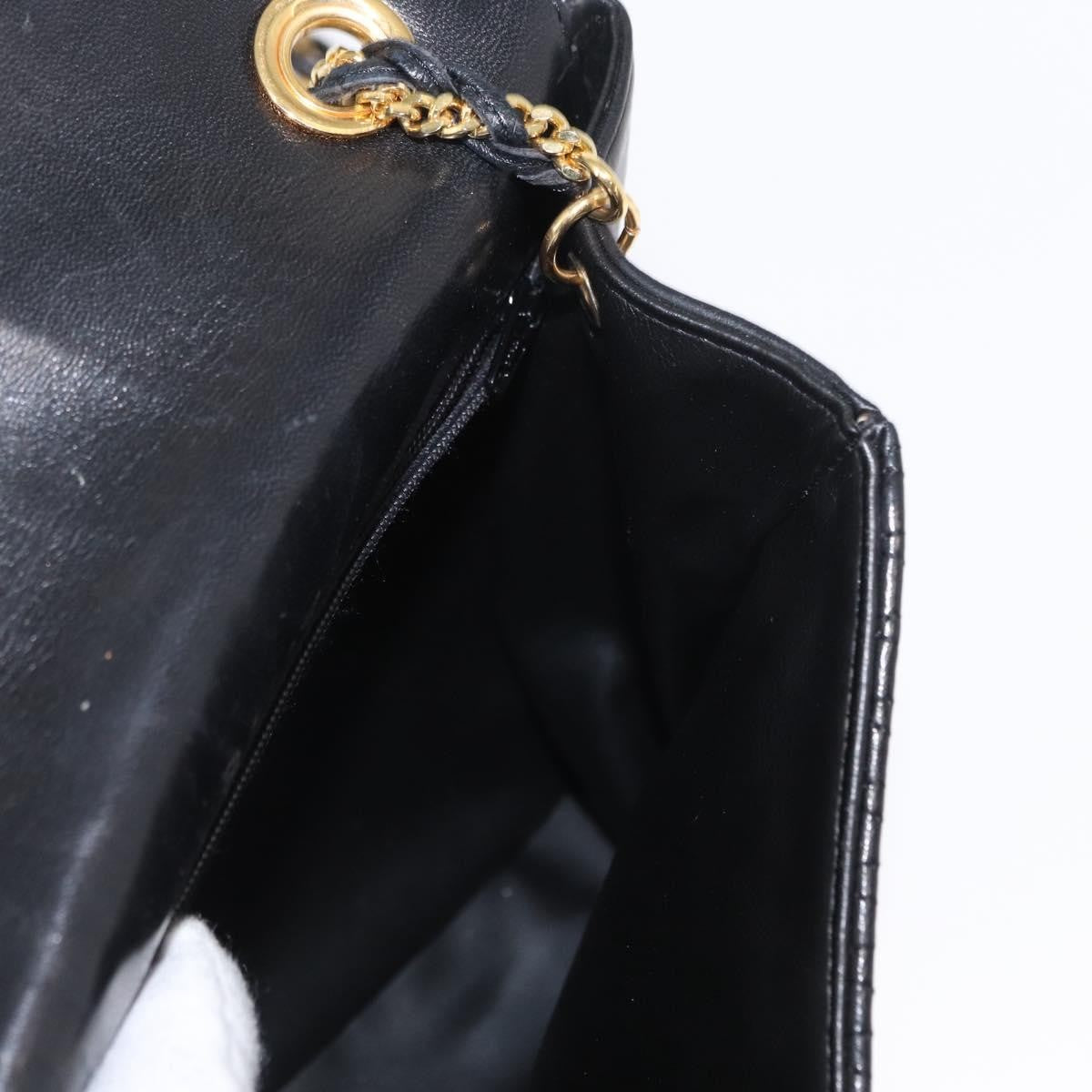 Bally Vintage Chain Shoulder Bag Quilted Leather, BLACK, LEATHER, Shoulder bag