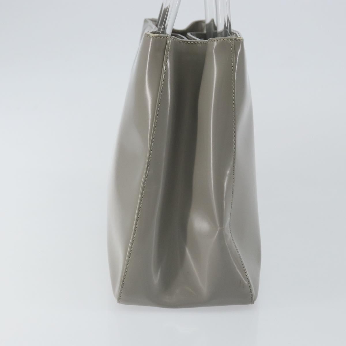 Prada Resin Handle Tote Patent Leather, GRAY, PATENT_LEATHER, Handbag