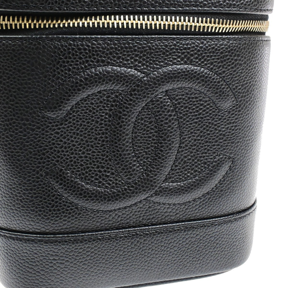 Chanel Vintage Timeless Cosmetic Case Caviar, BLACK, CALFSKIN, Handbag