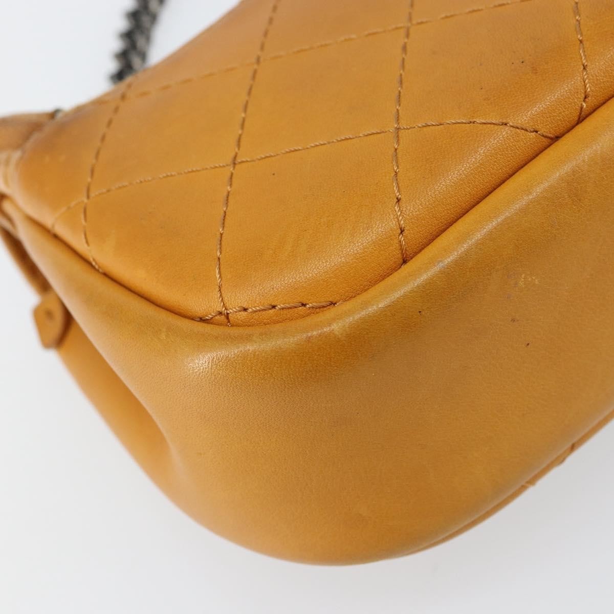 Chanel Chain Flap Bag Quilted Leather, ORANGE, LEATHER, Shoulder bag
