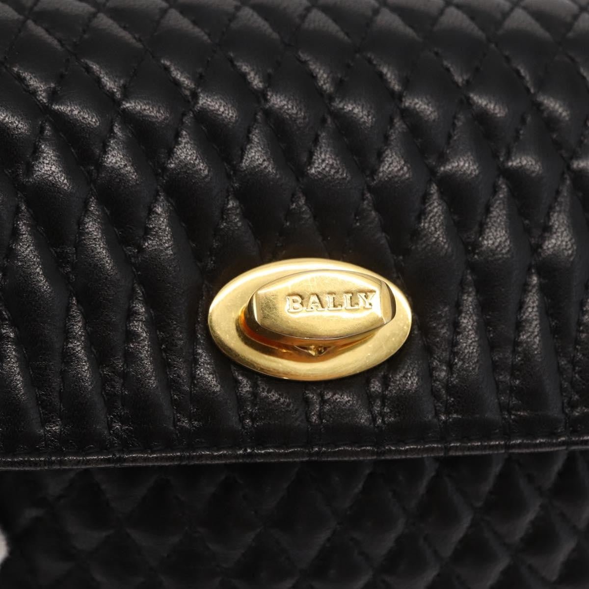 Bally Vintage Chain Shoulder Bag Quilted Leather, BLACK, LEATHER, Shoulder bag