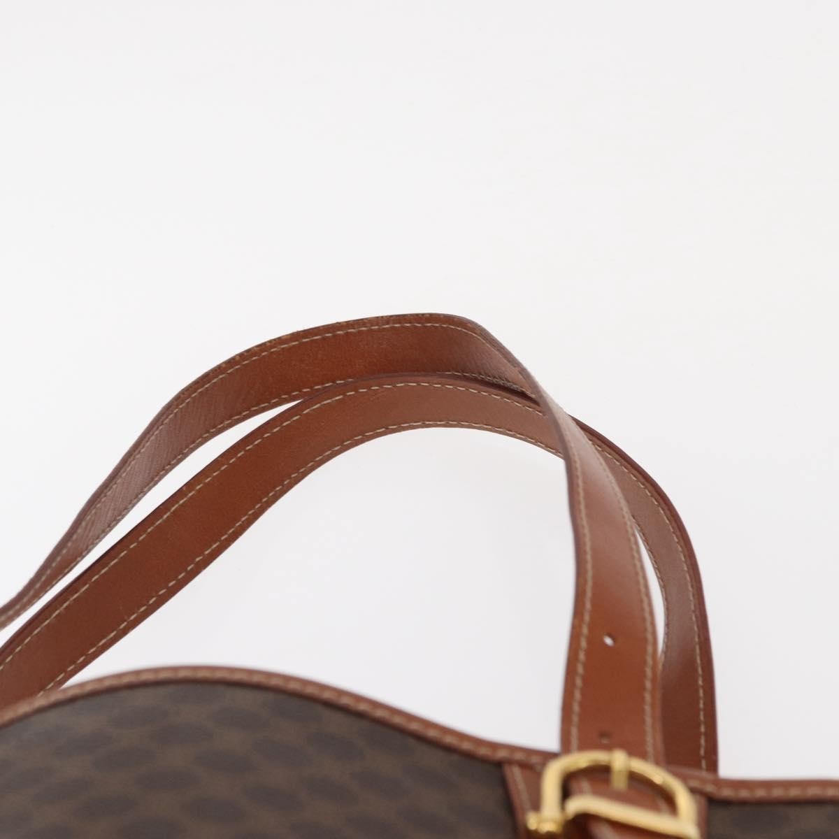 Celine Vintage Macadam Shoulder Bag Canvas and Leather, BROWN, PVC, Shoulder bag