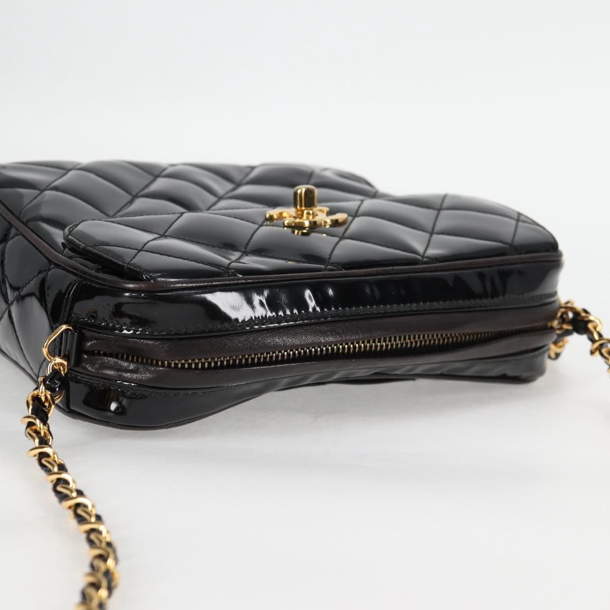 Chanel Vintage Square Front Pocket Camera Bag Quilted Patent, BLACK, PATENT_LEATHER, Crossbody bag