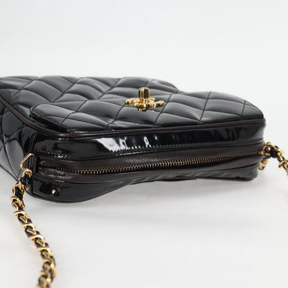 Chanel Vintage Square Front Pocket Camera Bag Quilted Patent, BLACK, PATENT_LEATHER, Crossbody bag