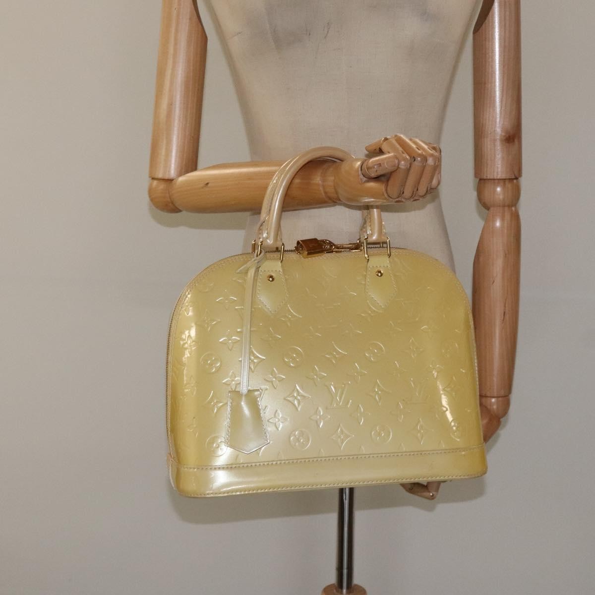Louis Vuitton Alma Handbag Monogram Vernis, BEIGE, PATENT_LEATHER, Handbag