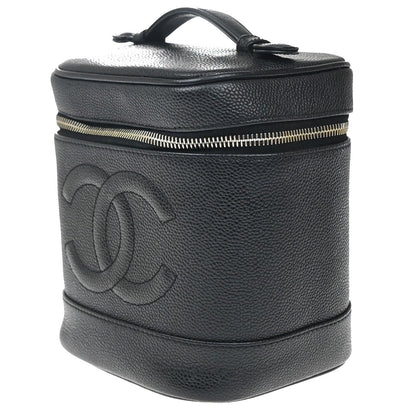 Chanel Vintage Timeless Cosmetic Case Caviar, BLACK, LEATHER, Clutche & pouche