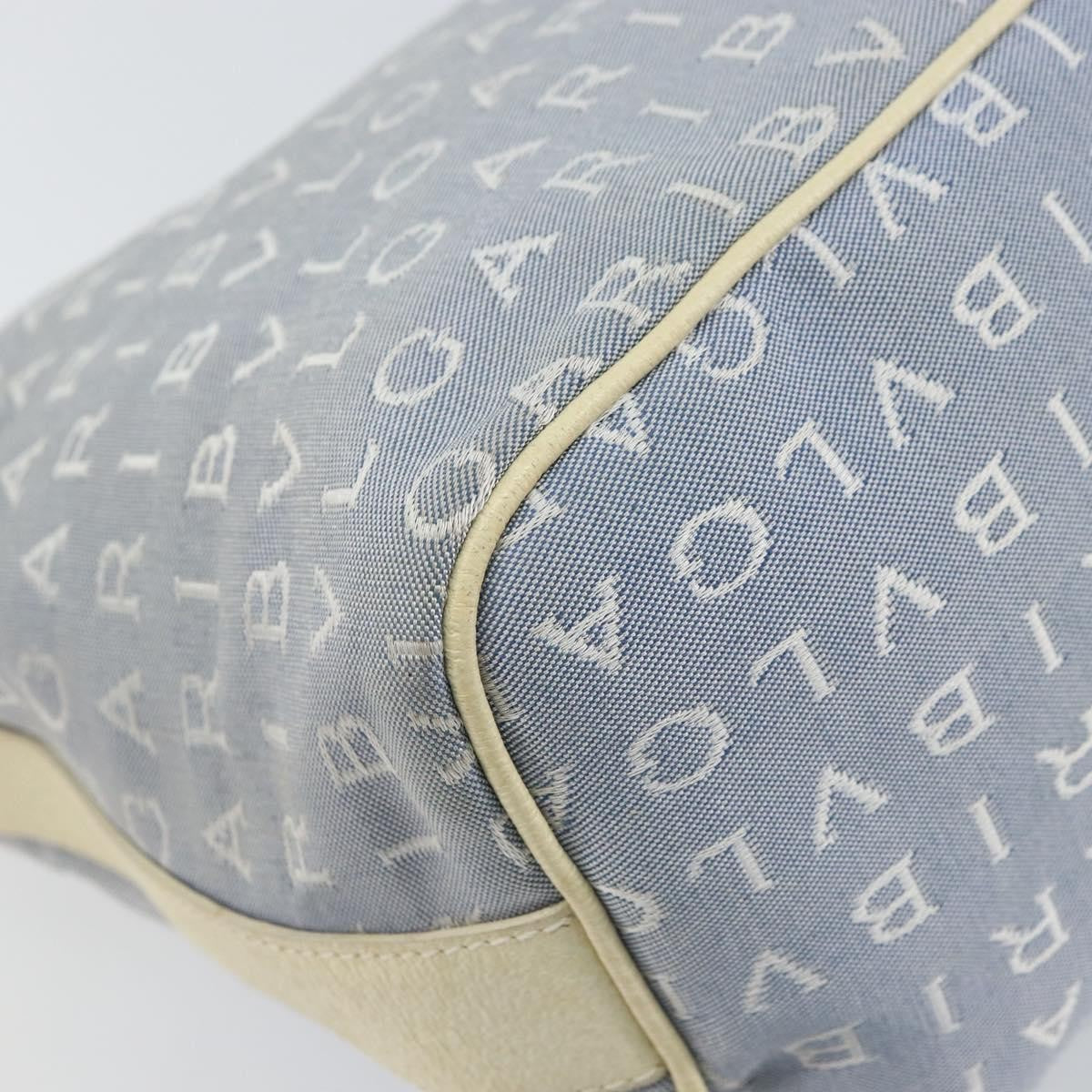 Bvlgari Logomania Shoulder Bag Canvas with Leather, BLUE, CANVAS, Shoulder bag