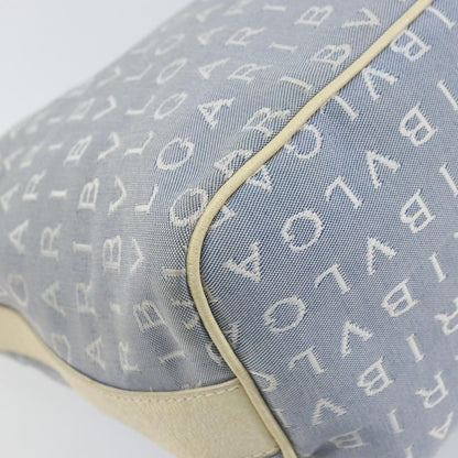 Bvlgari Logomania Shoulder Bag Canvas with Leather, BLUE, CANVAS, Shoulder bag