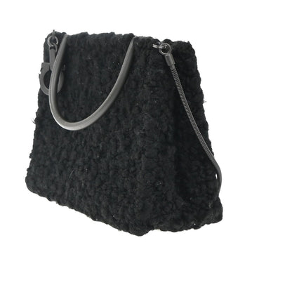 Salvatore Ferragamo Gancini handbag Wool, Black, Wool, Handbag