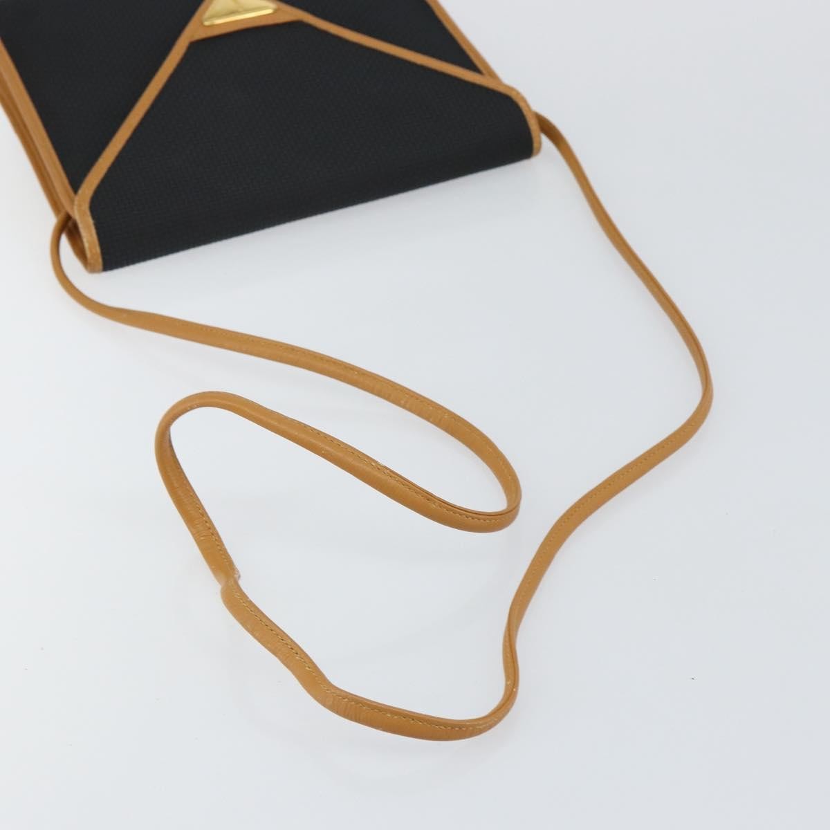 Saint Laurent Vintage Flap Crossbody Bag Coated Canvas with Leather, BLACK, PVC, Shoulder bag