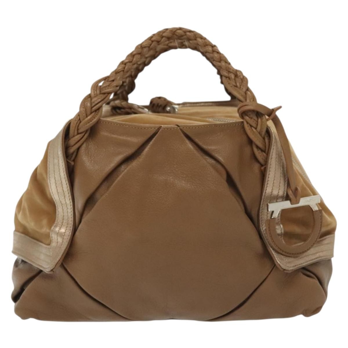 Salvatore Ferragamo Vintage Handbag Leather, BROWN, LEATHER, Handbag