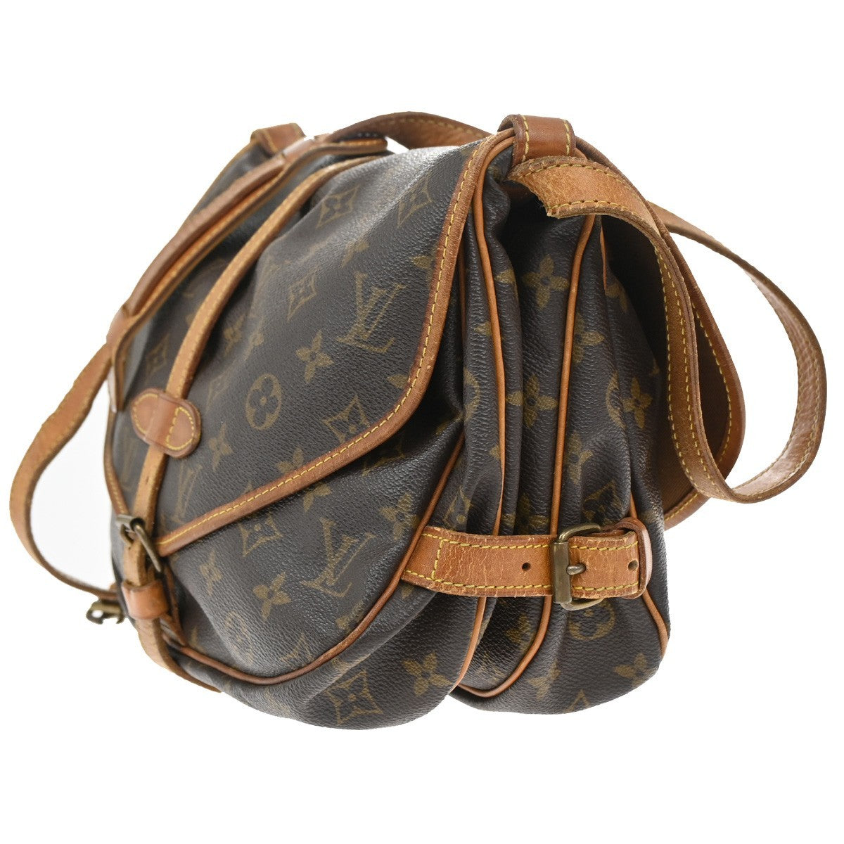 Louis Vuitton Saumur Handbag Monogram Canvas, BROWN, CANVAS, Shoulder bag
