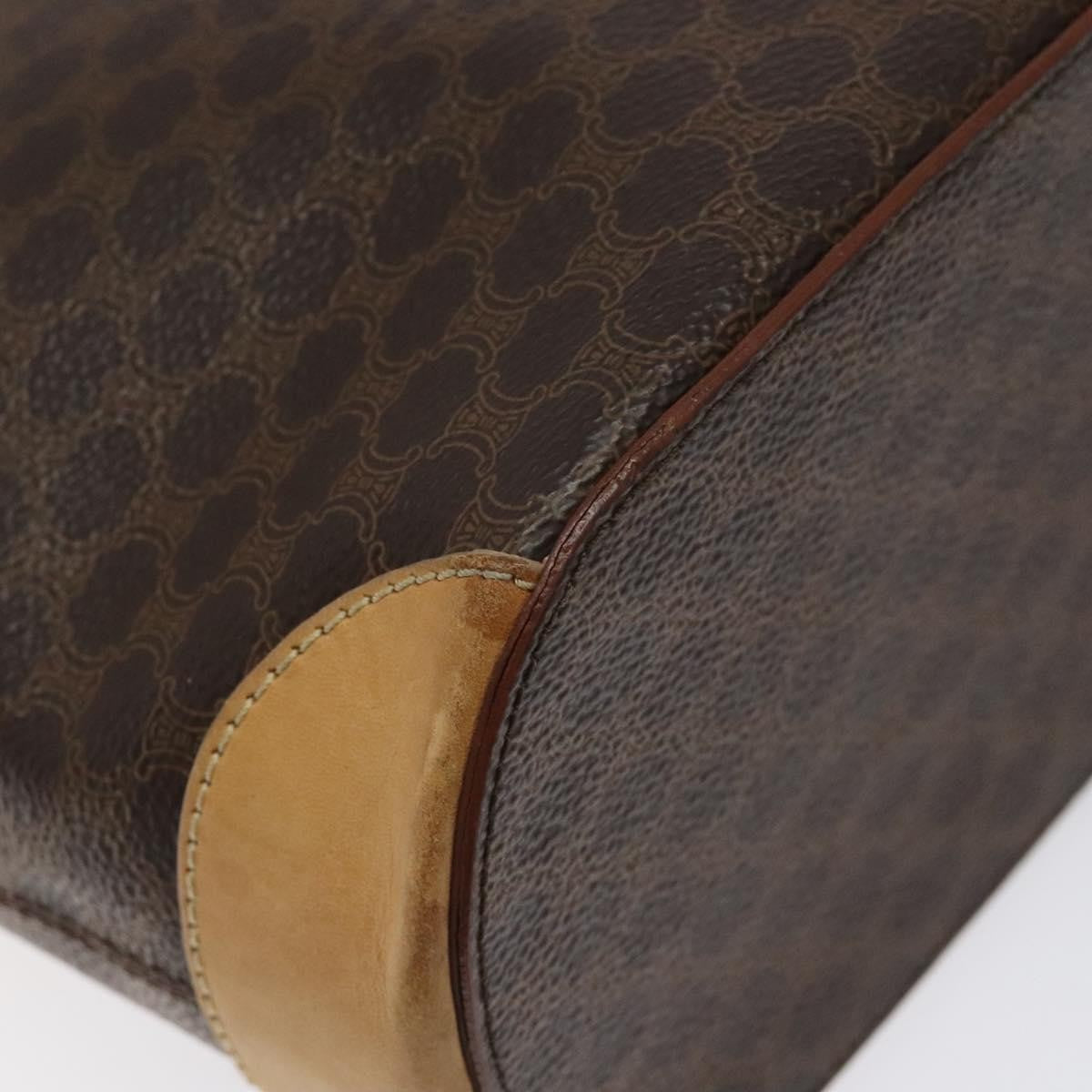 Celine Vintage Macadam Shoulder Bag Leather, BROWN, PVC,LEATHER,CANVAS, Shoulder bag