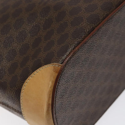 Celine Vintage Macadam Shoulder Bag Leather, BROWN, PVC,LEATHER,CANVAS, Shoulder bag