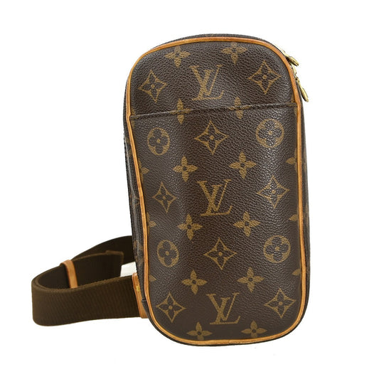 Louis Vuitton Pochette Gange Monogram Canvas, BROWN, CANVAS, Clutche & pouche