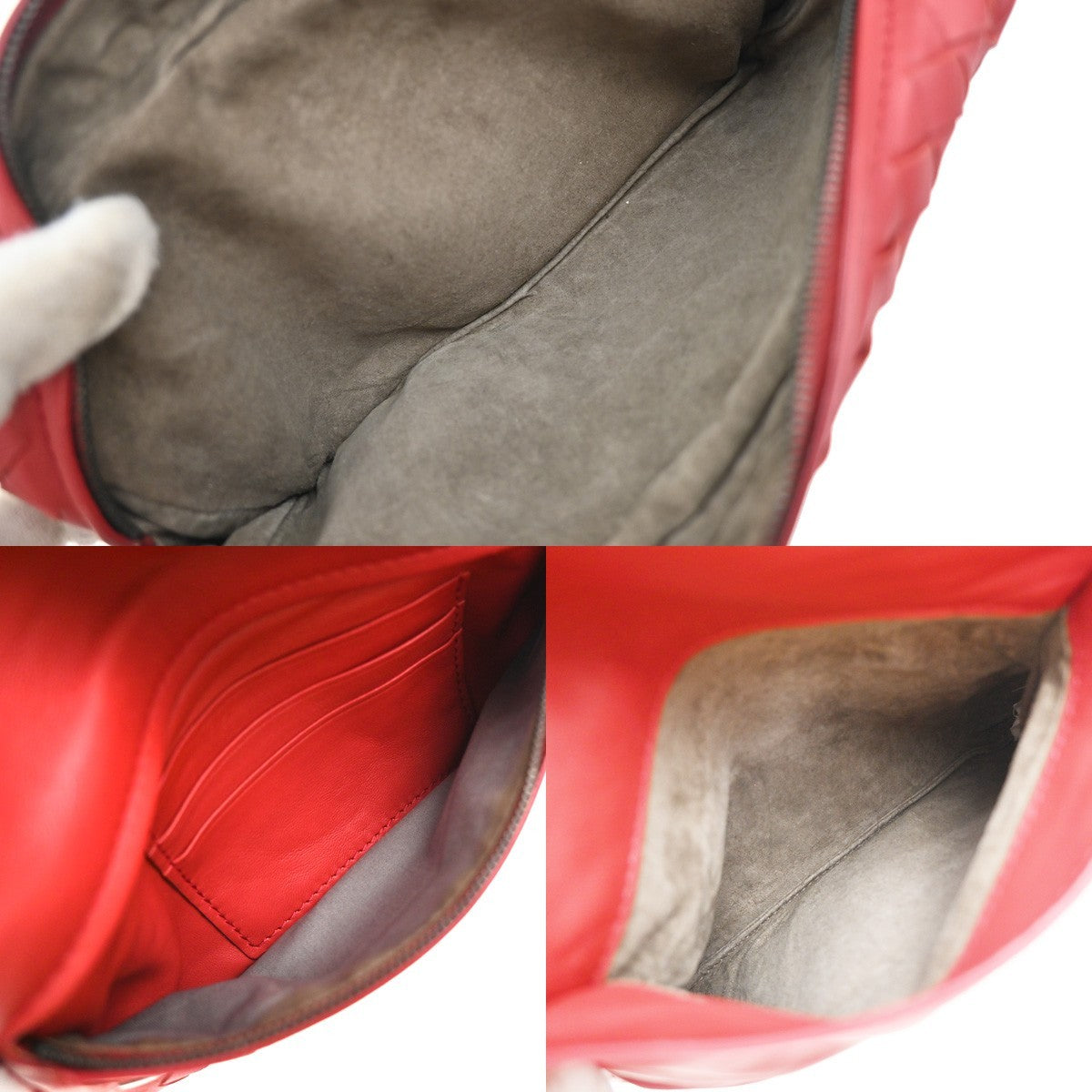 Bottega Veneta Expandable Chain Crossbody Bag Intrecciato Nappa, RED, LEATHER, Clutche & pouche