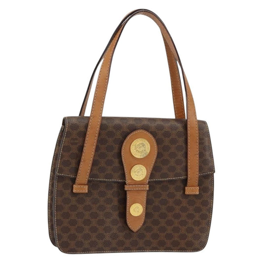 Celine Vintage Macadam Handbag Canvas and Leather, BROWN, CANVAS, Handbag