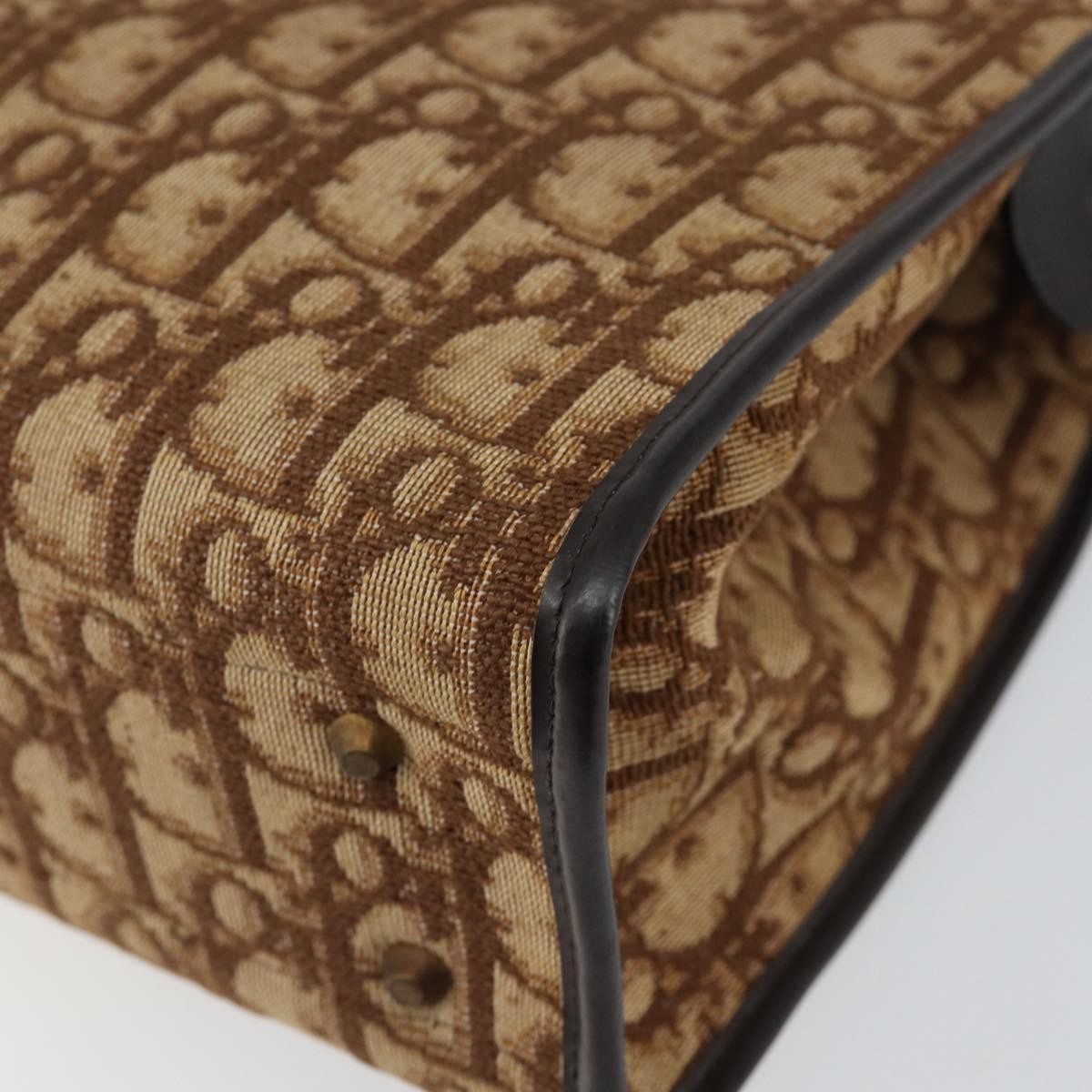 Christian Dior Vintage Trotter Handbag Canvas, BEIGE, CANVAS, Handbag