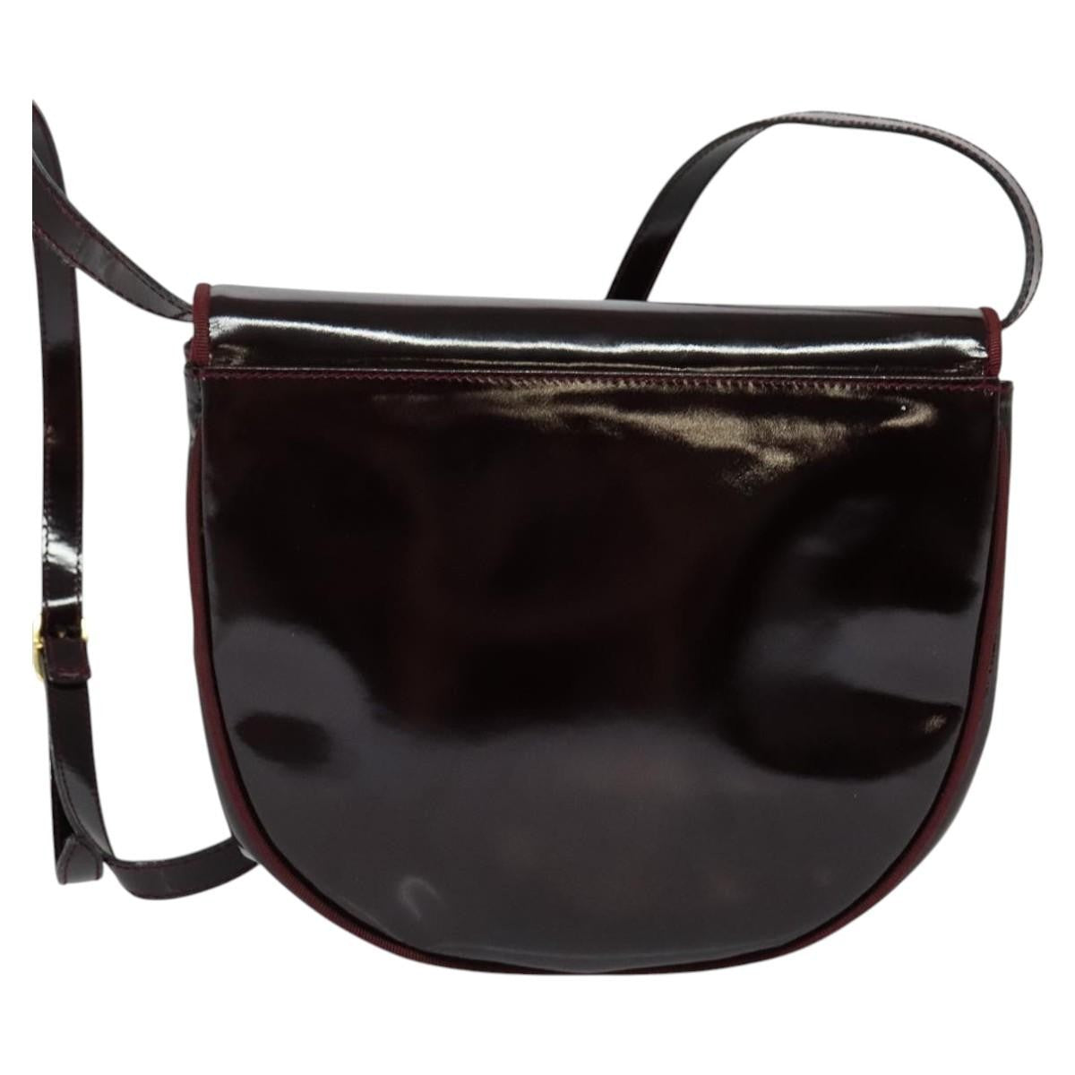 Salvatore Ferragamo Vala Shoulder Bag Patent Leather, BURGUNDY, PATENT_LEATHER, Shoulder bag