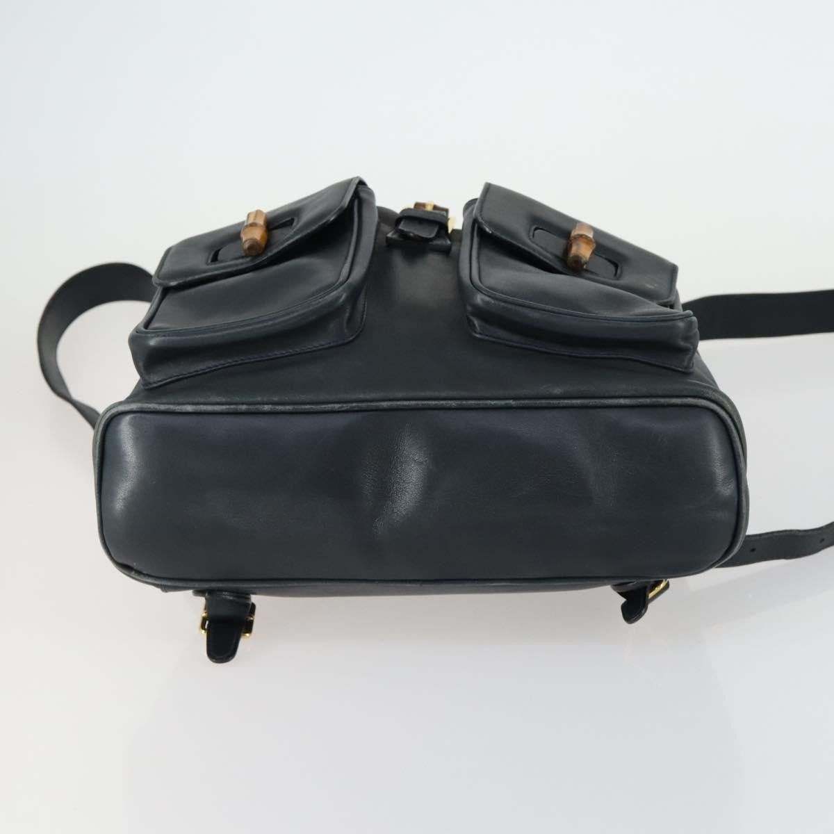 Gucci Vintage Bamboo Backpack Leather, BLACK, LEATHER, Backpack