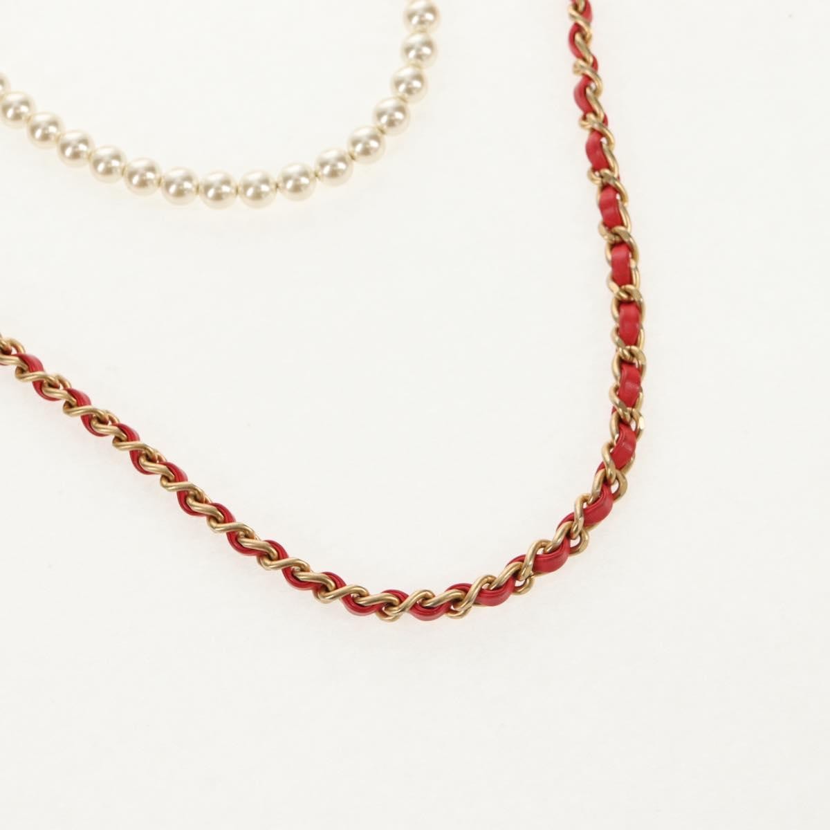 Chanel Pearl Chain Flap Bag Quilted Lambskin, RED, CALFSKIN, Clutche & pouche