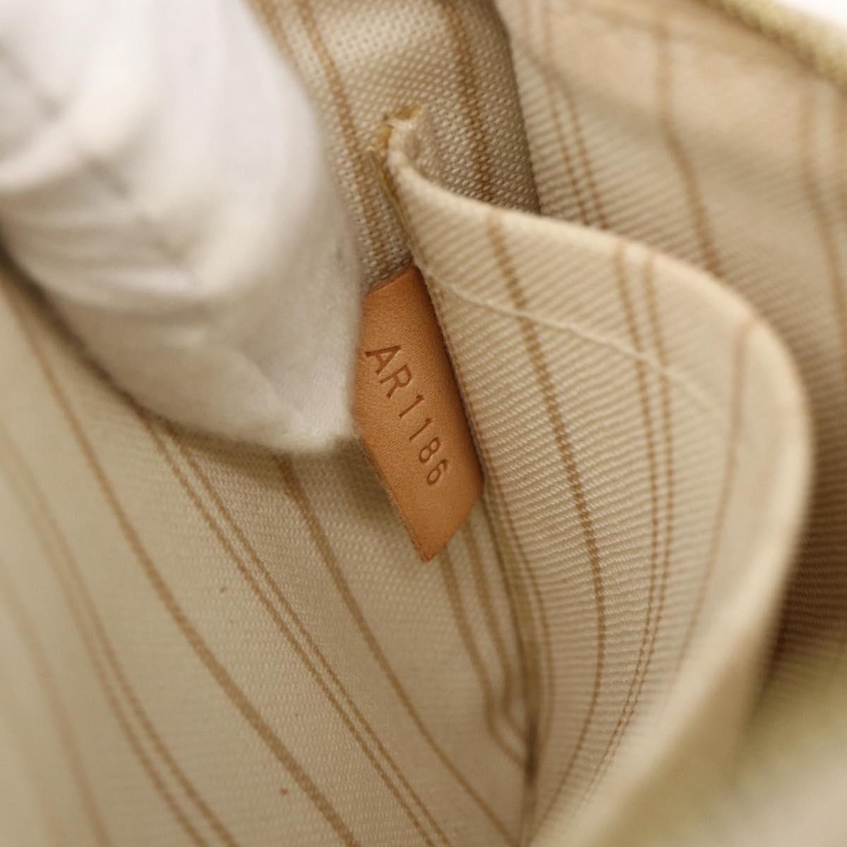 Louis Vuitton Neverfull Pochette Damier, WHITE, CANVAS, Clutche & pouche