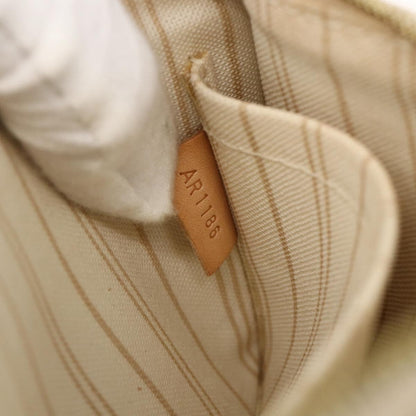 Louis Vuitton Neverfull Pochette Damier, WHITE, CANVAS, Clutche & pouche