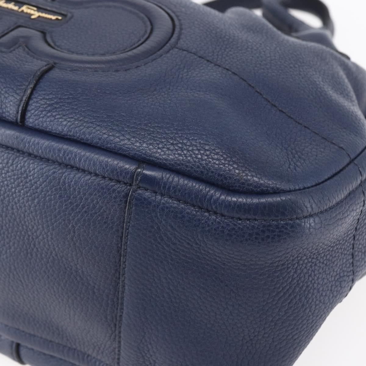 Salvatore Ferragamo Izzie Gancini Embossed Tote Soft Calf, BLUE, LEATHER, Tote bag