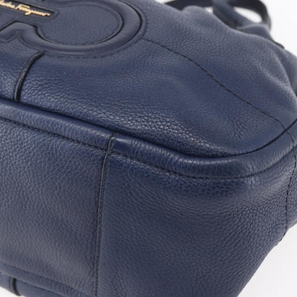 Salvatore Ferragamo Izzie Gancini Embossed Tote Soft Calf, BLUE, LEATHER, Tote bag