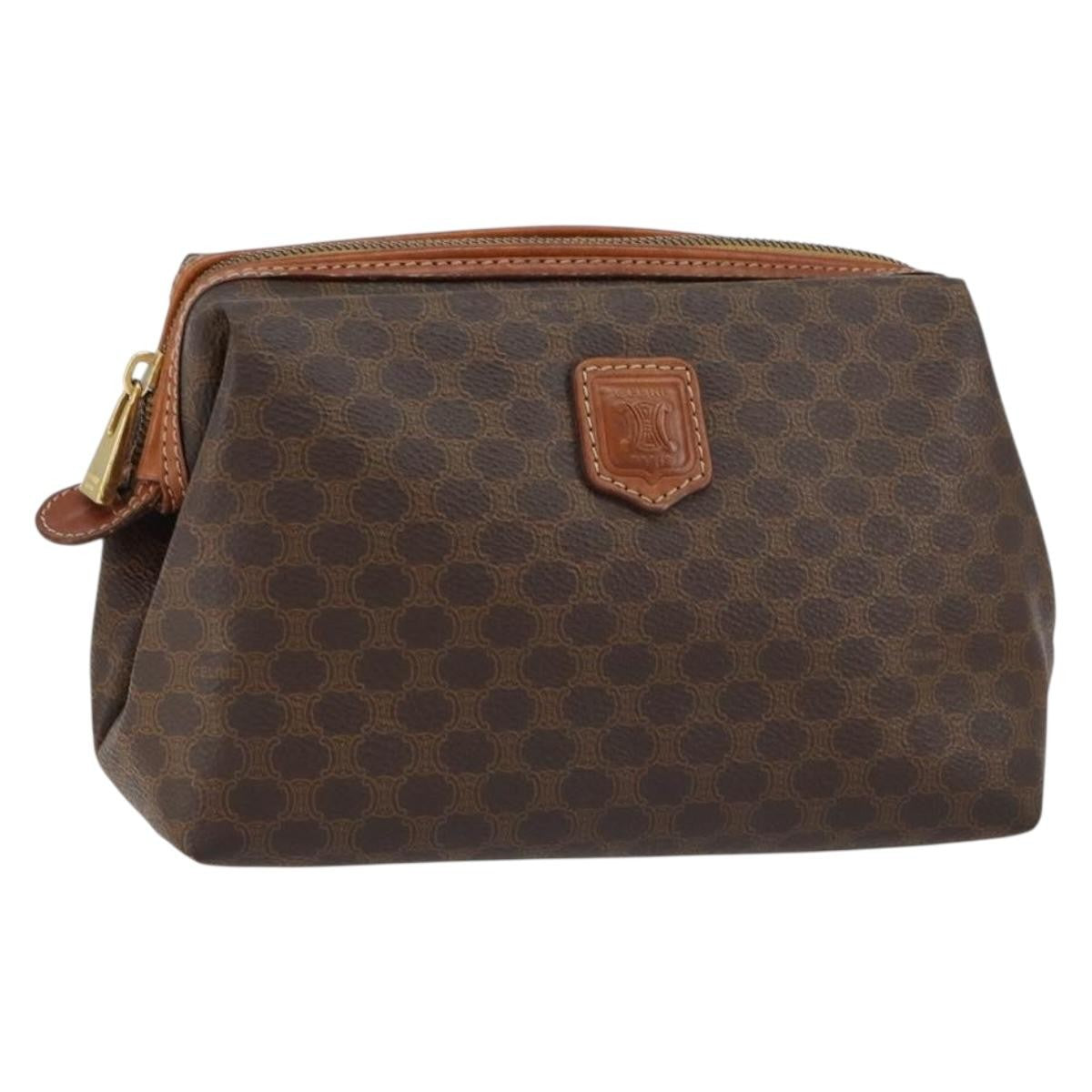 Celine Macadam Pochette Canvas and Leather, BROWN, CANVAS, Clutche & pouche