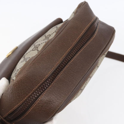 Gucci Front Pocket Messenger Bag GG Canvas with Leather, BEIGE, CANVAS, Shoulder bag