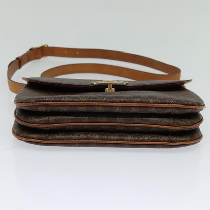 Celine Vintage Macadam Shoulder Bag Canvas and Leather, BROWN, CANVAS, Shoulder bag