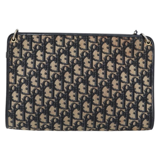 Christian Dior Vintage Trotter Shoulder Bag Canvas, NAVY, CANVAS, Shoulder bag