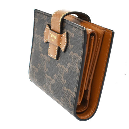 Celine Strap wallet Triomphe coated canvas, BROWN, CANVAS, Wallets