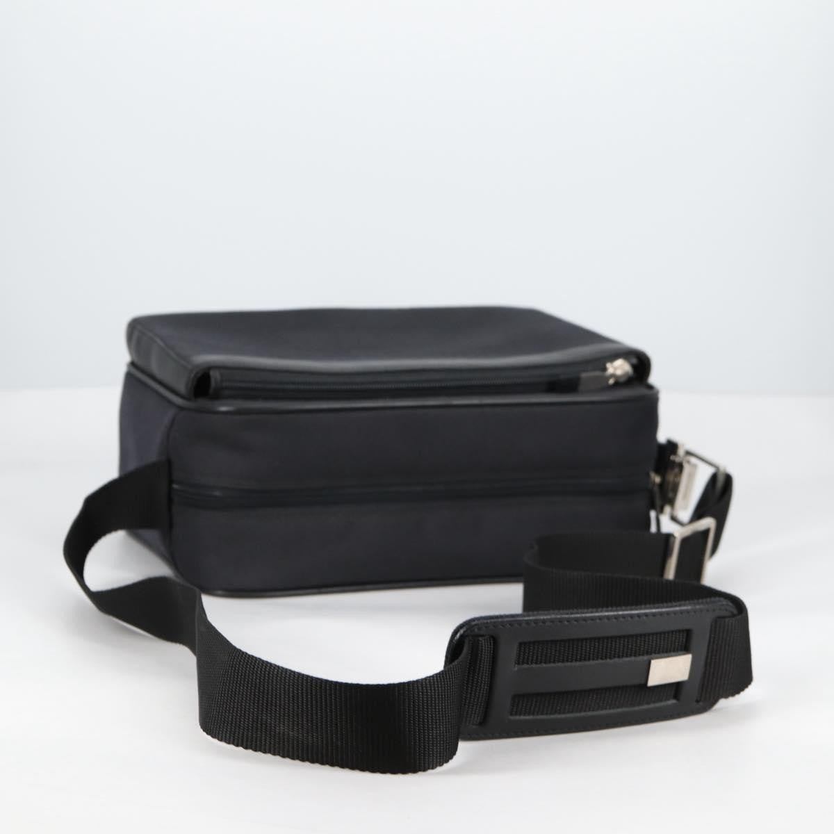 Versace Front Pocket Shoulder Bag Leather and Canvas, BLACK, CANVAS, Shoulder bag